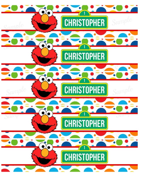 Sesame Street Water Bottle Label Elmo Printable Digital