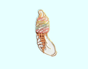 Rainbow Ice Cream - Rose Gold Soft Enamel Pin