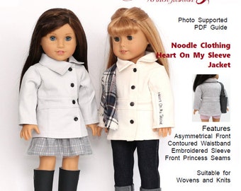 18 inch Doll Clothes PDF Pattern- Noodle Clothing - Heart On My Sleeve Jacket fits dolls such as American Girl®