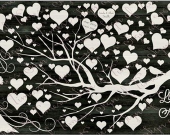 Wedding SVG, Guest Book SVG, AI, Valentine, heart, tree, love birds, wedding guest book, Silhouette, Cameo, Cricut, dfx, png, eps, vinyl