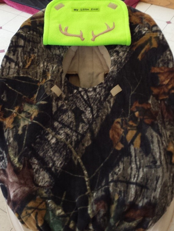 Car Seat Carrier Cover Mossy Oak & Neon Lime by mamasgotmecovered