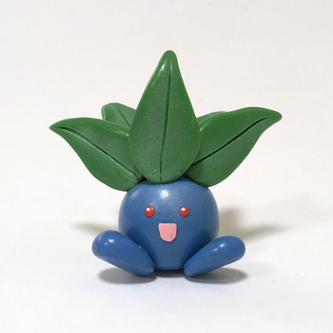 Oddish Pokemon Figurine Polymer Clay Plant Sculpture Cute