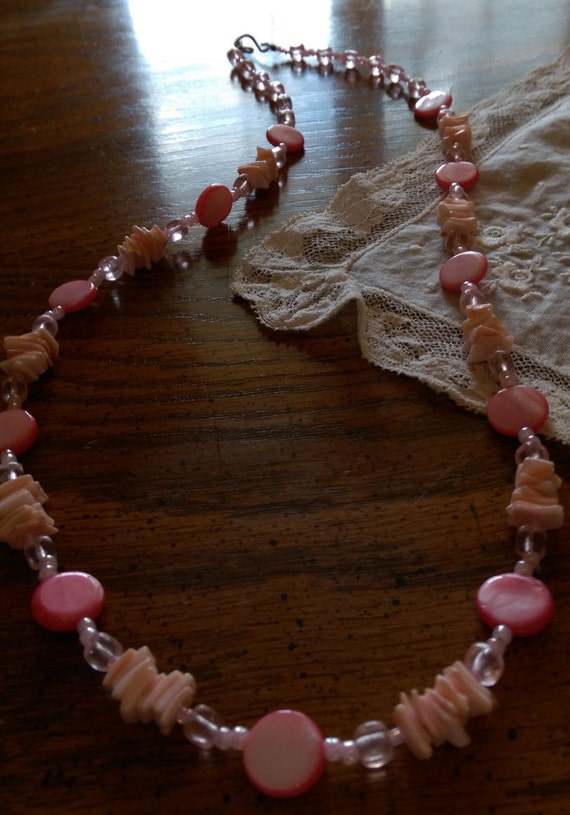 Pink Beach/Pink Beaded Necklace/beaded necklace