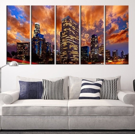 Los Angeles skyline Canvas Print Panoramic Photo Cityscape