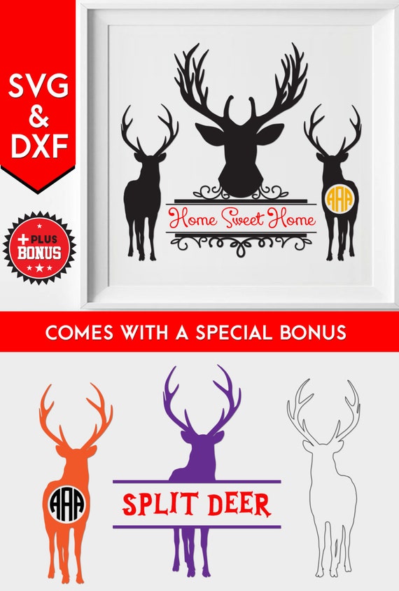 Download Deer SVG/ Deer Monogram SVG DXF/ Deer design for Vinyl Cutter