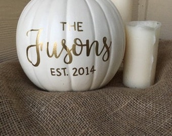 Fall Decor | Fall Pumpkin | Personalized Pumpkin | White Pumpkin | Pumpkin Decor | Family Sign | Thanksgiving Decor