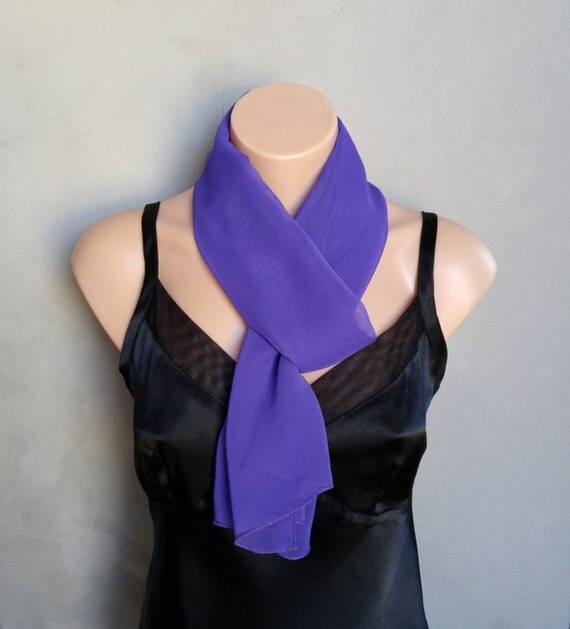 Purple Scarf, Violet Scarf, Sheer Skinny Dark Purple Chiffon Scarf, Chiffon Purple Scarf, Scarf Violet, Chiffon Violet Scarf, Scarf Purple
