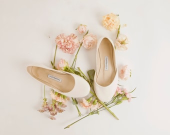 ivory leather ballet flats