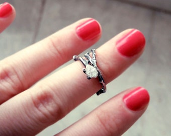 Raw diamond ring, Twig ring, twig diamond ring, engagement ring, elf ring, elvish ring, uncut diamond ring, promise ring, rough diamond ring