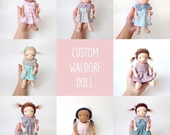 Custom Waldorf doll - 7.5" handmade Steiner doll made with natural materials. Made to order