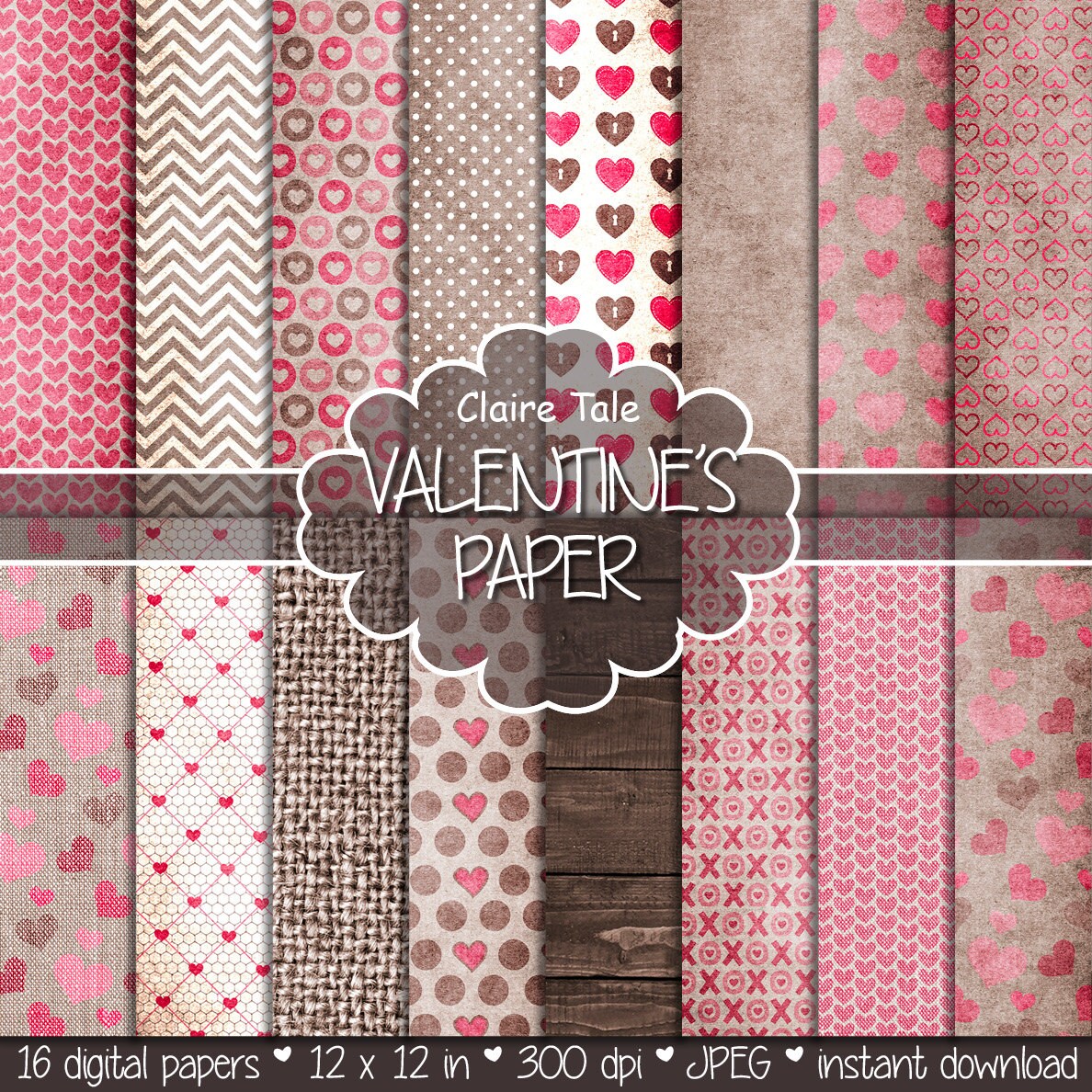 Valentines Day Digital Paper VALENTINES PAPER Rustic Valentine Backgrounds Hearts On Kraft Linen Wood Patterns Valentines Day Digital Paper VALENTINES PAPER Rustic Valentine Backgrounds Hearts On Kraft Linen Wood Patterns