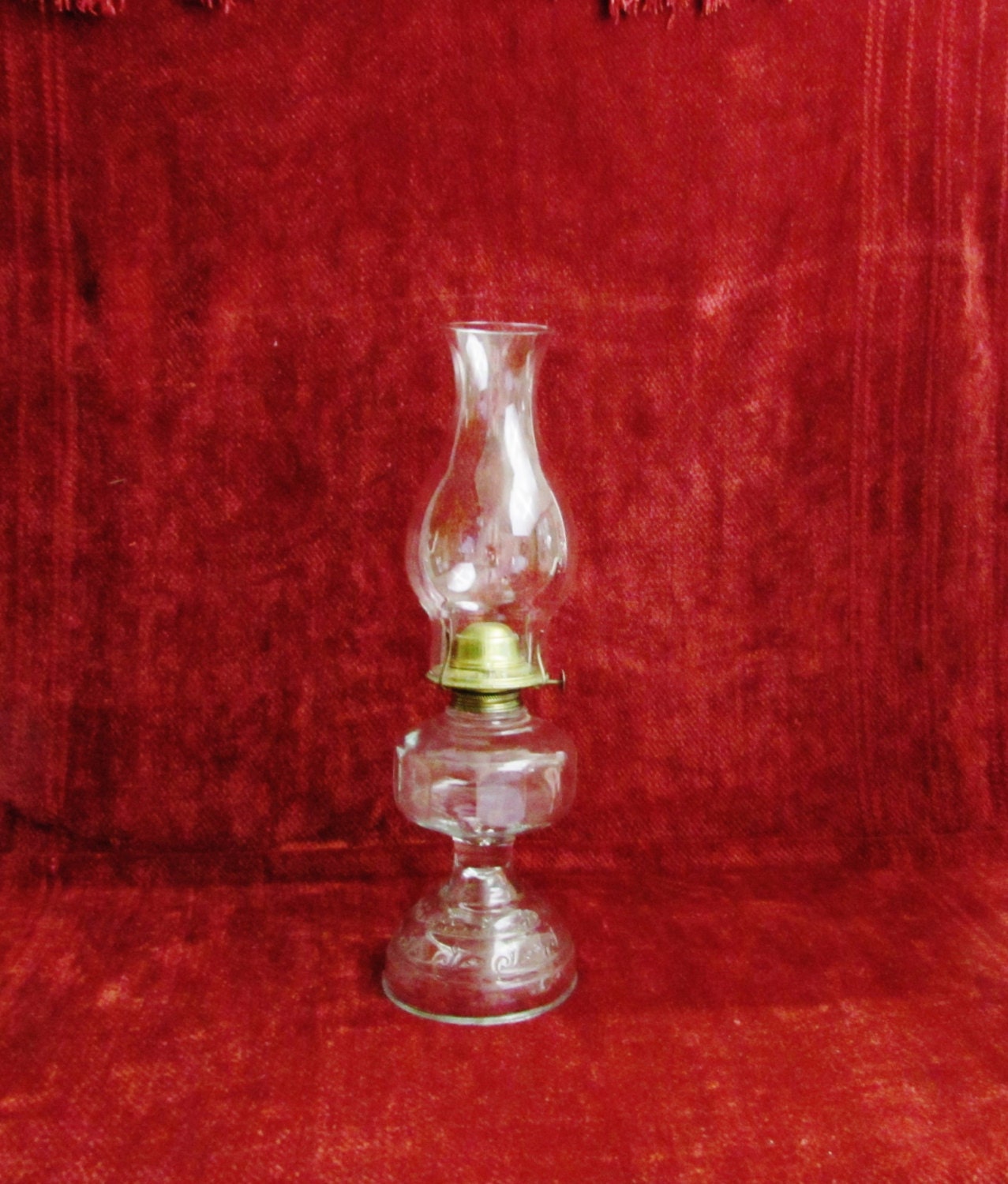 Glass Oil Lamp Vintage Clear Glass Oil Lamp by BeanzVintiques
