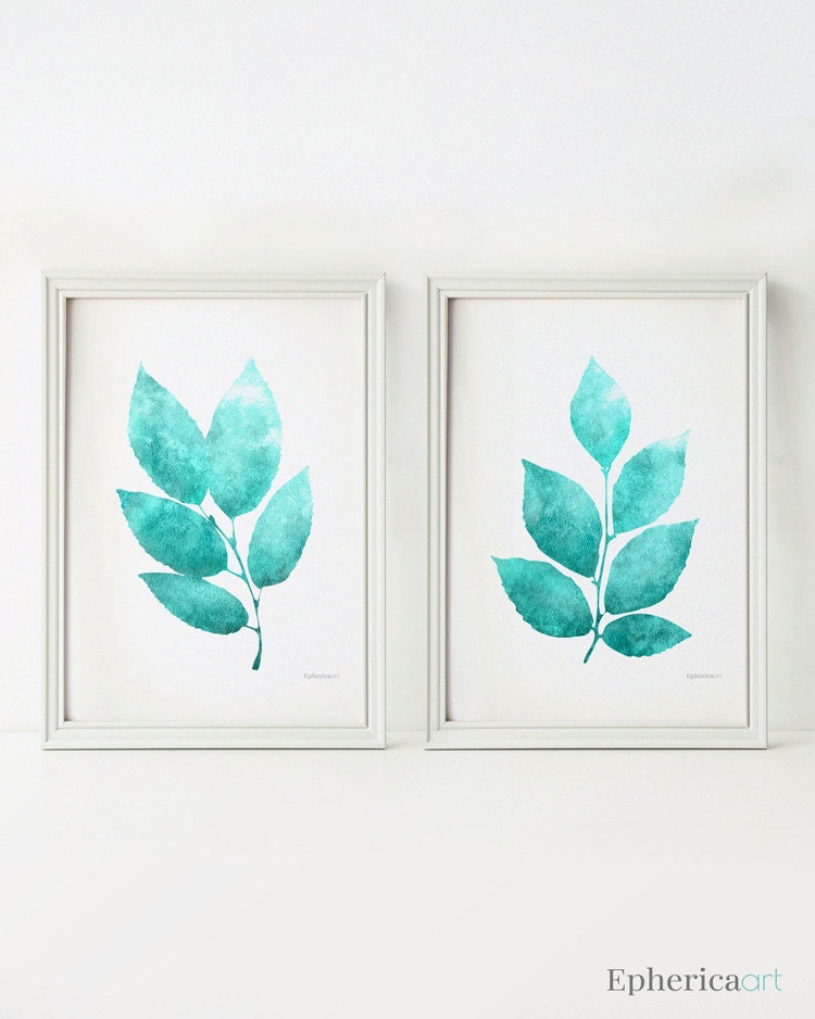  Wall  art  Set of 2 prints Teal  home decor  wall  art  Printable