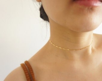 Gold Chain Choker, Gold Choker Necklace, Layering Choker, Gold Filled Chain, Minimalist