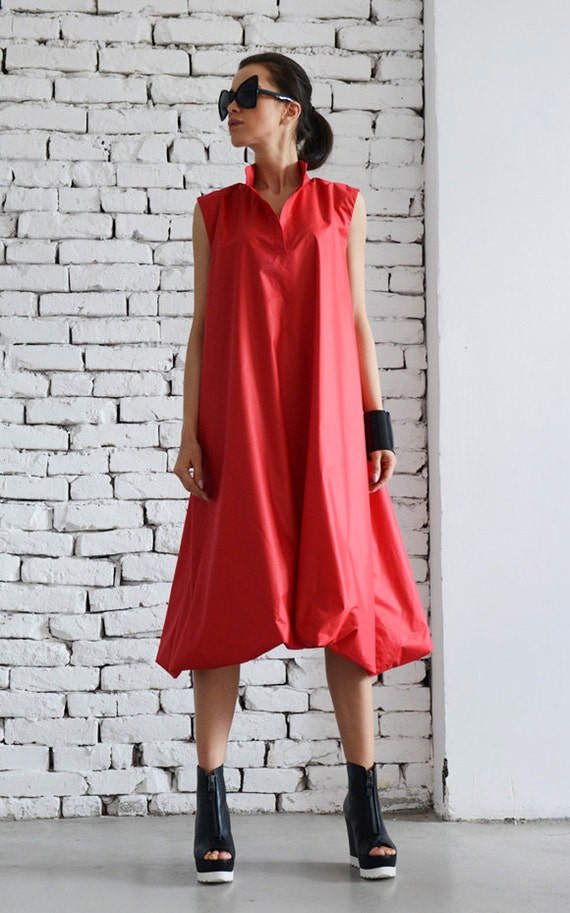 Red Maxi Dress / Plus Size Red Dress / Long Loose Dress