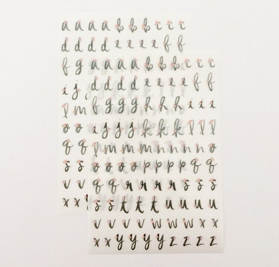 calligraphy alphabet stickers 4 sheets scrapbooking