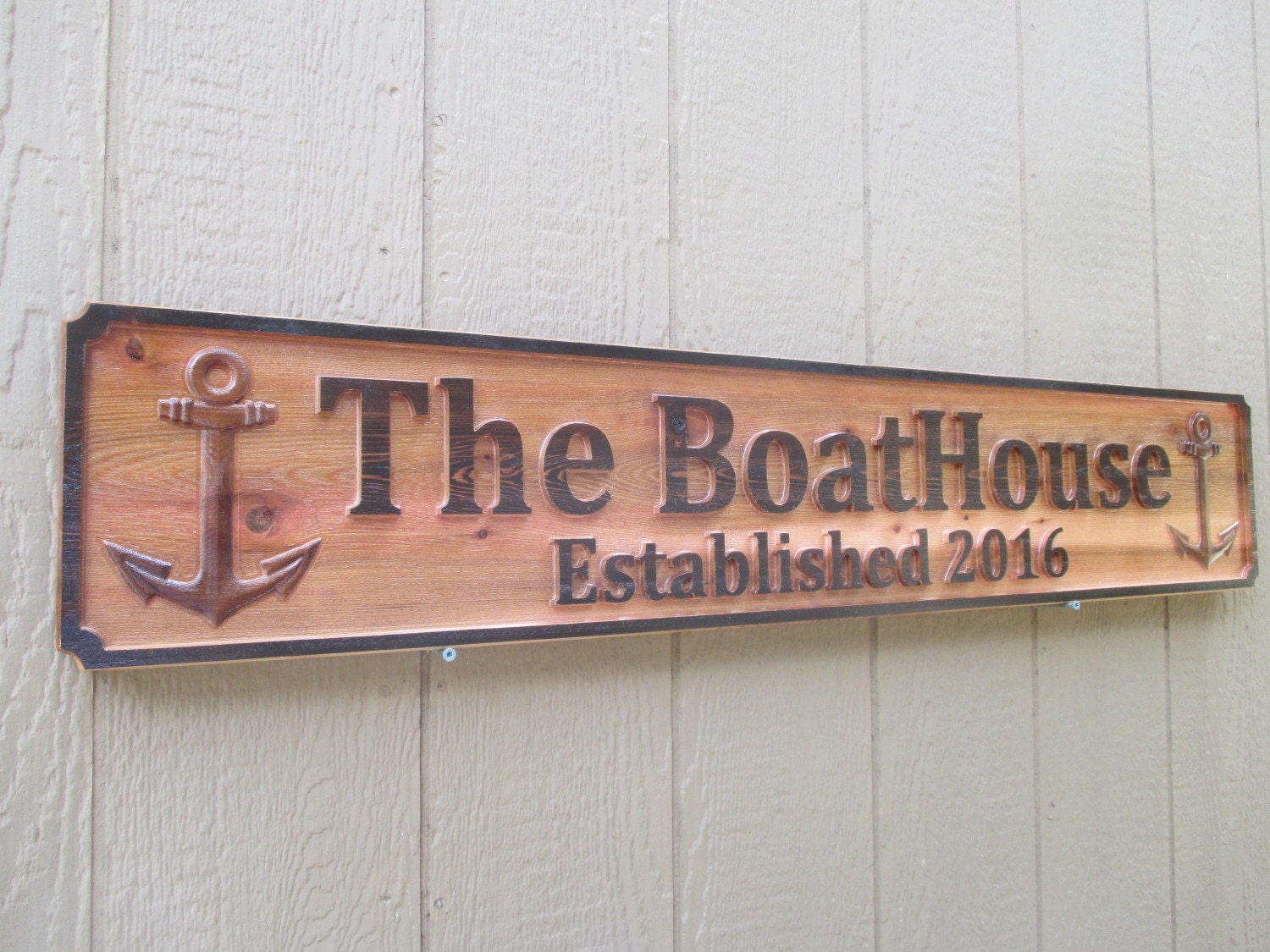 Custom Outdoor Sign Cedar Outdoor Name Sign Personalized Boat