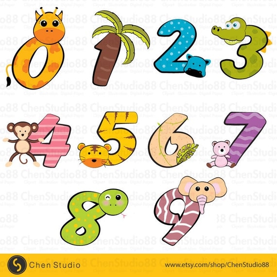 Safari numbers vector Digital Clipart Instant Download