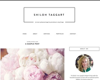 Blogger Template, Blog Template, Blog Design - "Shiloh | by Emily" Instant Digital Download