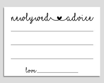 Advice for the Bride 4x6 Advice Cards Printable Template