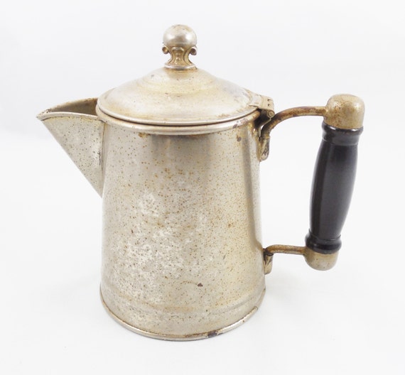 Aluminum Coffee Pot 1 1/2 Cup Rustic Coffee Pot 5 Tall