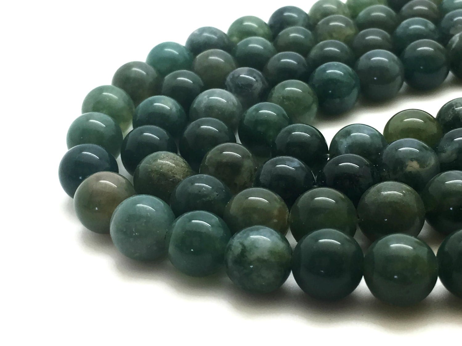 10mm Natural Moss Agate Beads Round 10mm Moss Agate 10mm 10mm