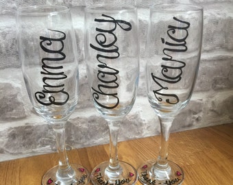 personalised name prosecco/ Champagne flutes