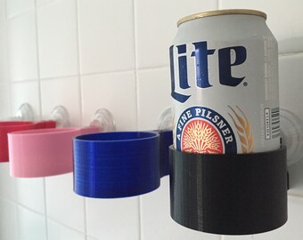 Shower beer beverage holder! Pick you color. 3d printed by SOLIDink3d Suction cups to cars, boat, tractor, glass etc.