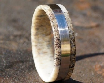 Deer Antler Ring, Stainless Steel Ring, Wedding Ring