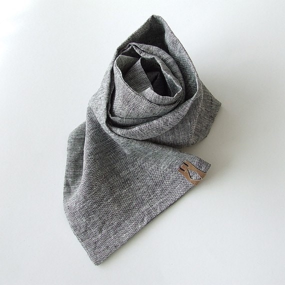 Linen Scarf Men's Summer Scarf Gray Linen Scarf for Men