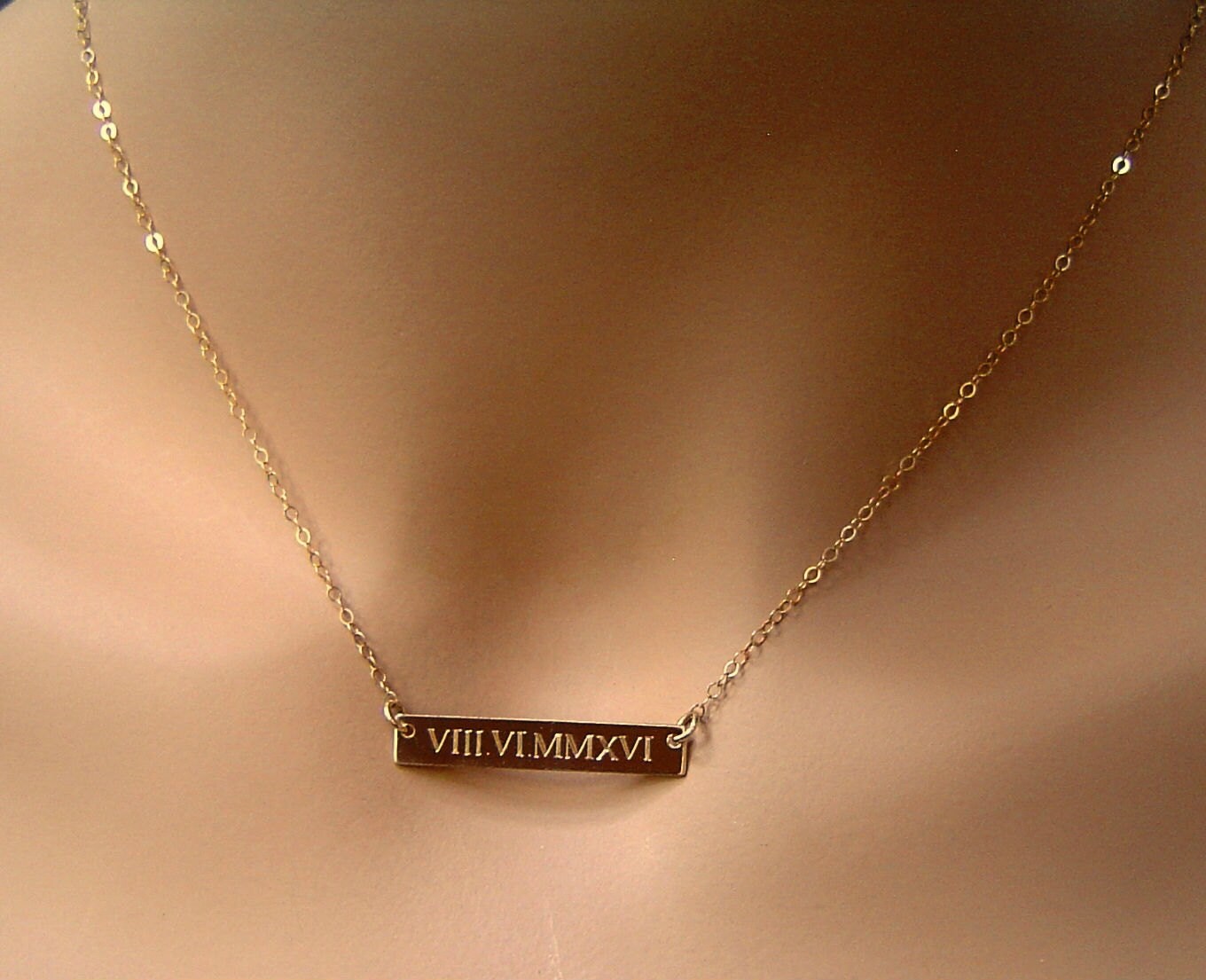 BIG SALERoman Numeral Necklace Gold Bar by PersonalandDesign