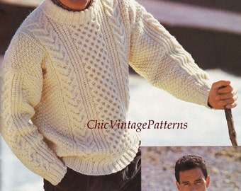 Mens Knitted Sweater ... Traditional Aran Pattern ... PDF Knitting Pattern ... Smart, Warm, Cosy Jumper ...... A Classic Sweater