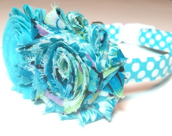 Seaside Dog Collar - Aqua Shabby Chic Flower Dog Collar - Vintage Girl Dog Collar - Matching Leash Available