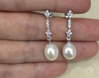 freshwater pearl earring,pearl earring bridal,pearl earrings sterling silver,bridal earrings pearl,pearl drop earrings,pearl earrings dangle