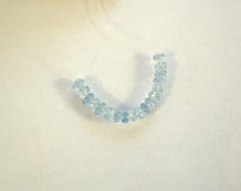 Blue aquamarine faceted rondelle beads AAA+ 4.5-5mm 2" strand