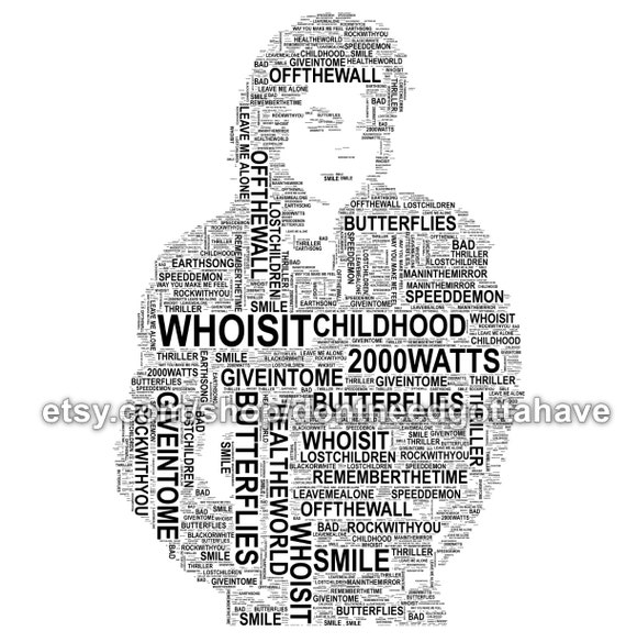 5x Michael Jackson Text Word Art Typography Picture Poster