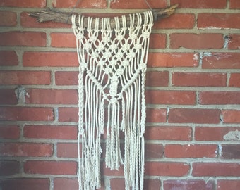 Macrame wall hanging on driftwood- bohemian wall decor