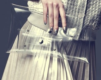 Clear clutch, transparent bag, plastic see thru purse, envelope bag clear, NFL stadium clear purse, vegan handbag, transparent game day bag