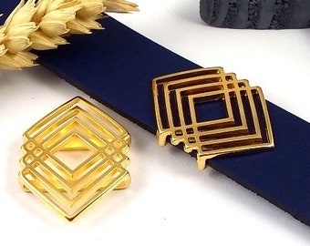 passe cuir ethnique geometrique flashé or pour cuir plat 20mm
