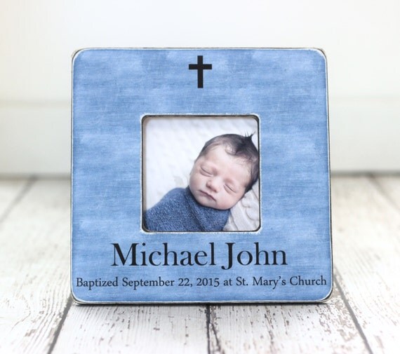 Baptism Gift for Boy Personalized Picture Frame Godchild