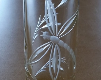 Dragonfly - Dragonfly Shot glasses - Dragonfly Mini Vase - Glass Art- Art Glass - Whiskey Glass - Barware - yellow