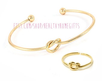 Gold Knot Bracelet - Tie the Knot Bangle - Maid of Honor Proposal Gift - Will You Be my Bridesmaid - Wedding Present