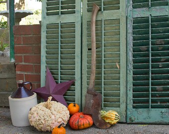 Antique Brush Cutter, Large Scythe With Handle, Outdoor Halloween Decorations, Farmhouse Antiques, Country Primitive Rustic Home Decor