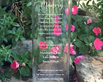 In Loving Memory Memorial Vase - In Loving Memory Vase -Floating Wedding Memorial Candle - Memorial Candle - Engraved Memorial Cylinder