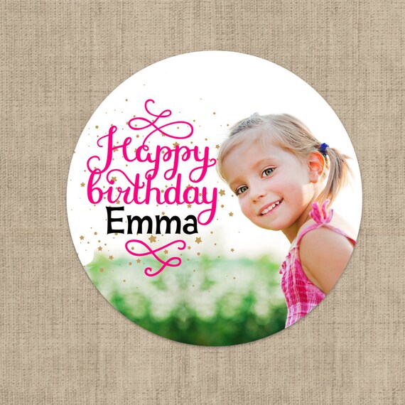 birthday photo stickers custom birthday labels round