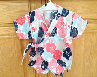 Flower Kimono Romper, Baby Kimono Onesie, Baby Kimono Bodysuit, Baby Kimono, Baby Jinbei, 0-3 Mo, 3-6 Mo, 6-12 Mo