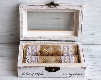 wedding ring box, decoupage box, ring bearer box, jewelry box, decoupage, wooden jewelry box, ring box, custom ring holder, personalized box