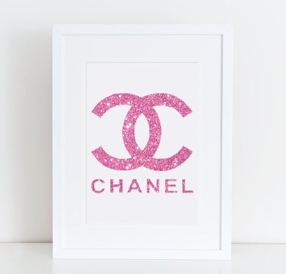 A4 8.5 x 11 Chanel in Pink glitter Digital by hellomrmoon on Etsy