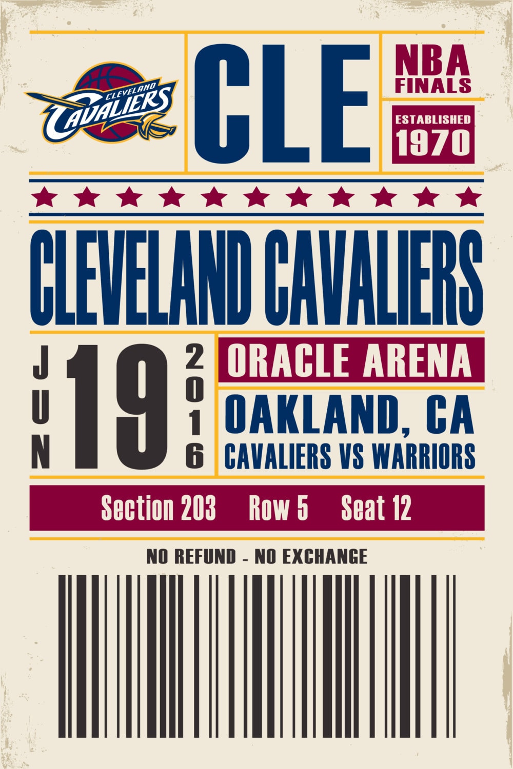 Cleveland Cavaliers Championship Ticket Poster