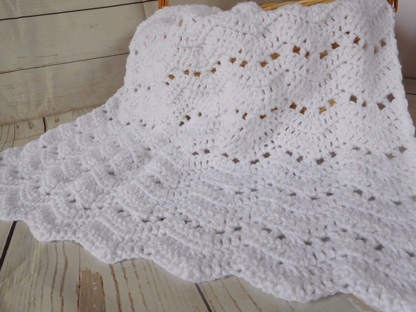 Baby crochet blanket white baby blanket white by knotesandknots